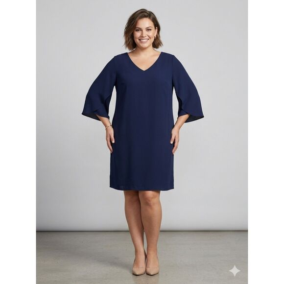 Grace Karin Dresses & Skirts - Grace Karin Sz 2XL Navy Blue Mini Shift Dress Flowy Sleeves, evening, plus